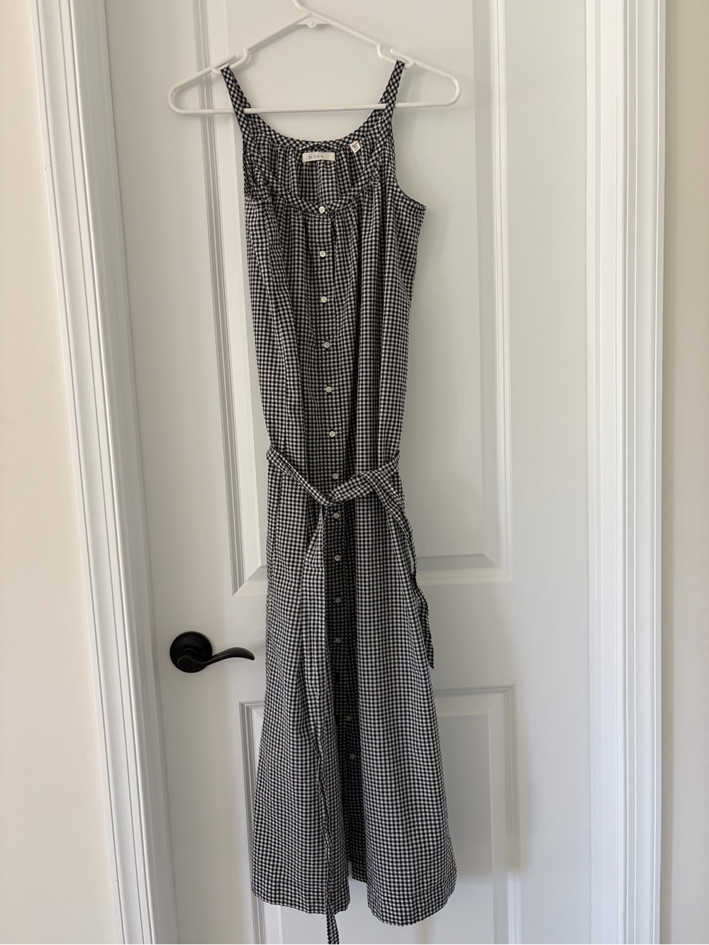 Doen Black & White Gingham Button-Front Maxi Dress.